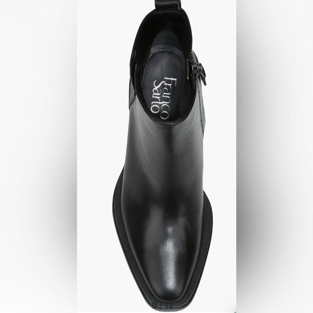 FRANCO SARTO DALDEN LEATHER BLACK BOOTIE CHUNKY HEEL SIZE 8.5 - Picture 7 of 12
